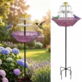 Solar Fountain for Bird Bath Outside with Stakes-Purple