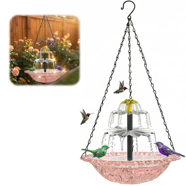 Solar Fountain for Bird Bath-Pink