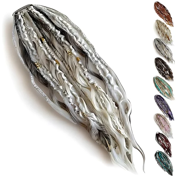 Stretchy dreadlock ponytail-white